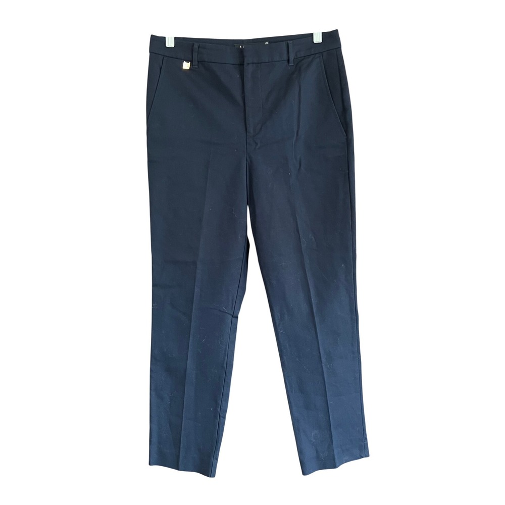 Lauren Ralph Lauren Navy Blue Ankle Trousers Women 10 Cotton Stretch Dress Pants